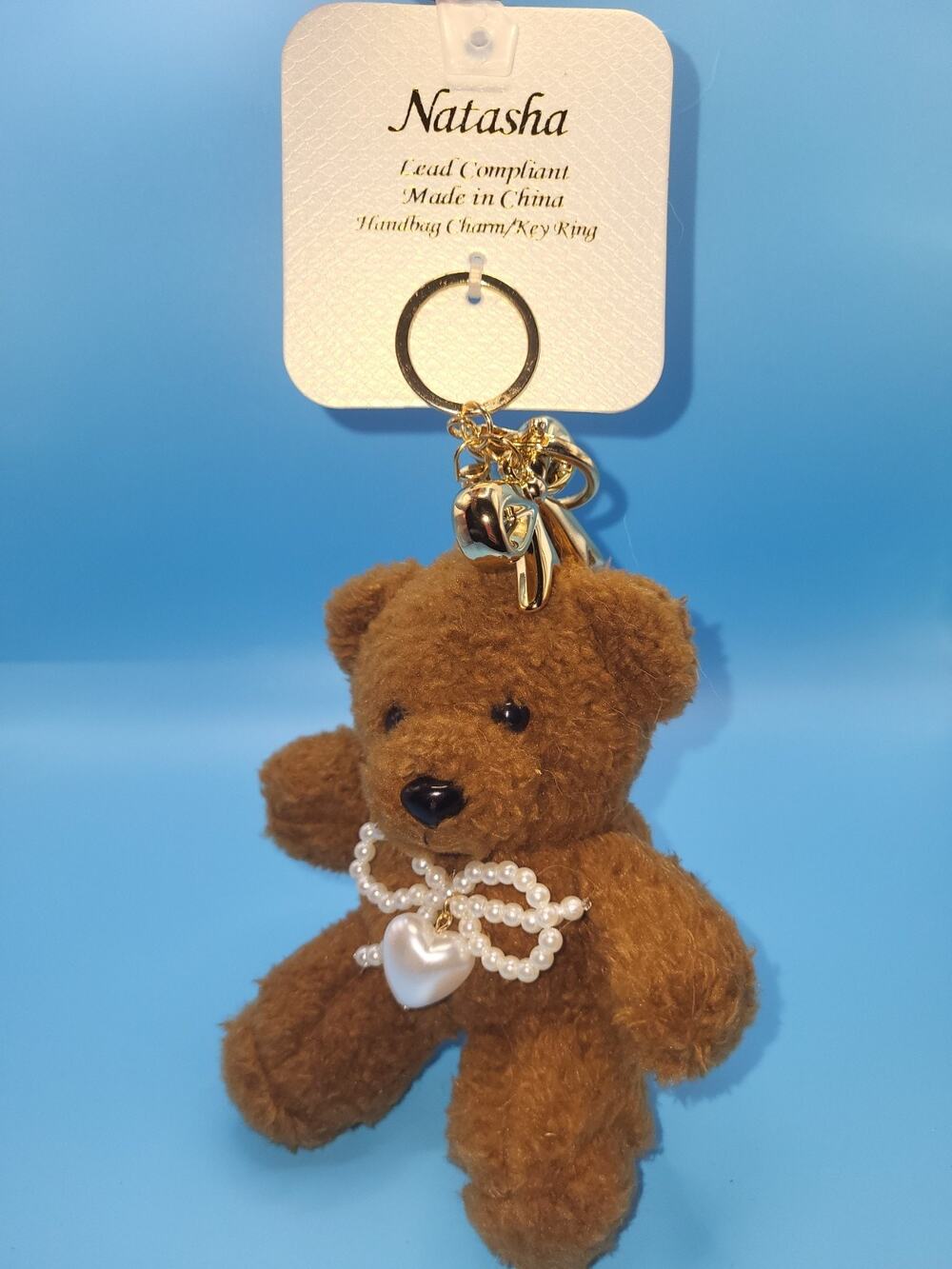 Natasha Couture plush teddy bear bag charm